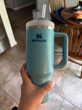 Stanley Light Blue Insulated Travel Tumbler with Handle and Straw
